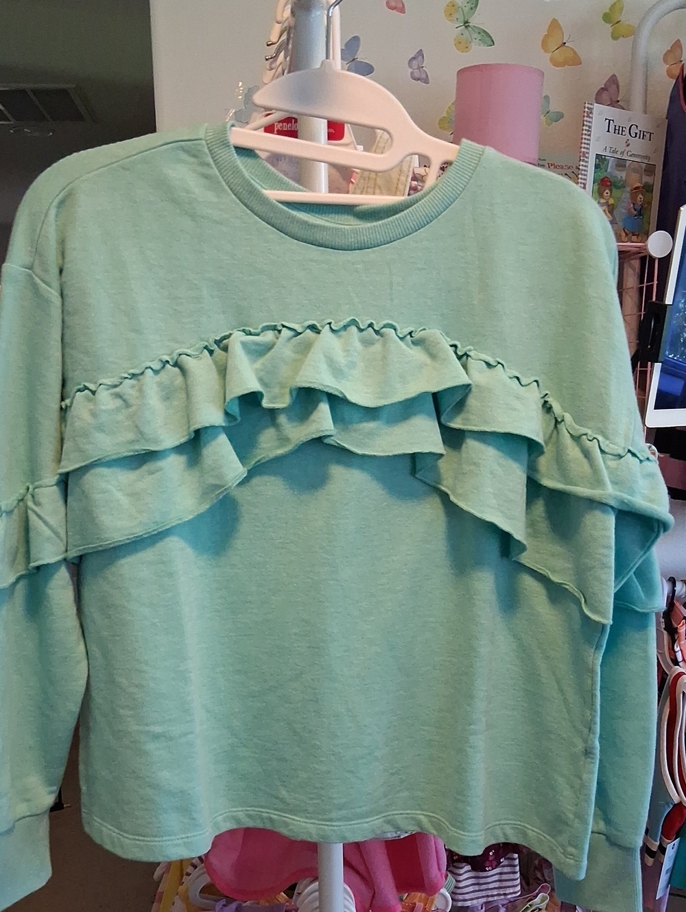 Gymboree Mint Green Ruffle Sweatshirt🍂🍁🍃